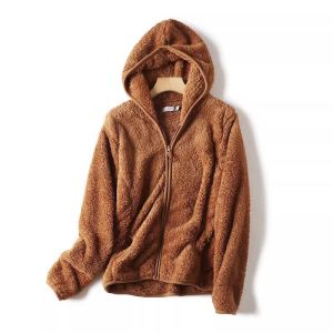 Áo Khoác Nữ Mùa Xuân Thu Mềm Mại Co Giãn Bằng Vải Nhung Cá Voi Có Khóa Kéo Có Mũ Trùm Đầu Nhiều Màu Sắc Có Túi