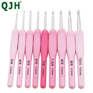 9pcs Silicone Handle Crochet Hooks Set Aluminum Knitting Needles Handmade DIY Hook Head Weaving Sweater Blanket