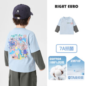 Autumnal Casual Long Sleeve Boys T-shirt Childrens Wear Base Layer Top Spring Fashion Antimicrobial Cotton round Neck