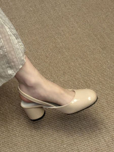 FANGXI | French Round-Toe Ankle Strap Coarse Heel Shoes