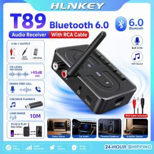 HLINKEY T89 Bluetooth 6.0 Audio Receiver Adapter With RCA AUX USB Port Wireless Car Stereo Music Adapter For Old Speaker Amplifier Home Audio System