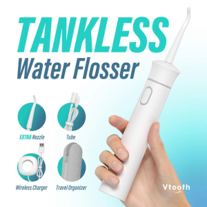 Vtooth Portable Oral Irrigator Waterpulse Flosser Tankless Dental Flosser Rechargeable Teeth Cleaner Electric Water Flosser