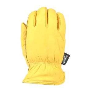 Mens Winter Leather Work Gloves 100-gram Thinsulate Cowhide Lined Leather Large (Wells Lamont 1108L)  Yellow