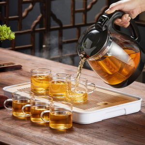 GIANXI Home Tea Pot Heat-Resistant Thickened Glass Teapots Anti-Scalding Handle Easy Clean Multifunctional Tea Set