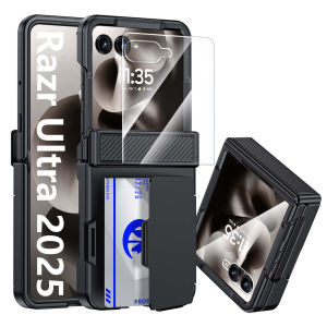 With Card ClipHinge ProtectionRFID Shielding and Screen ProtectorChristmas Giftfor Moto Razr 60 2025/50 2024 Case-Blue
