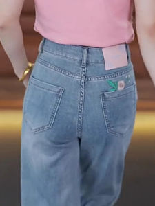 High Waist Wide Leg Jeans Women Summer New Loose Thin Ice Silk Embroidered Straight Leg Pants Cotton Polyester Spandex Blend