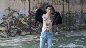 Jaket Bomber MRKO 098 Saku Belakang Black On Black Model Korean Streetwear Bahan Taslan Milky Keren