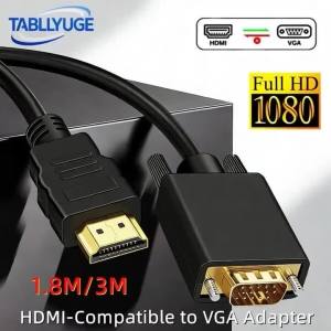 HDMI-Compatible to VGA Adapter 1.8M/3.0M 1080P Unidirectional Cable Male Converter for Desktop Laptop PC TV Monitor Projector