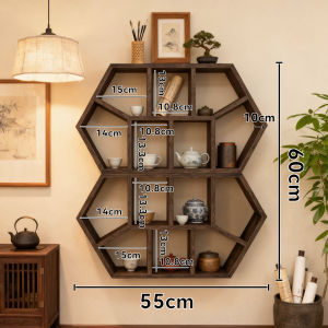 Small Solid Wood Traditional Chinese Wall Mounted Shelf For Tea Set Storage