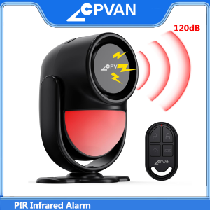 CPVAN PIR Infrared Motion Detector Alarm 120 high decibel Home burglar Alarm Motion Sensor with remote control and Door Sensor