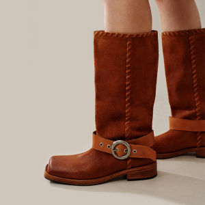 Winter New Washed Suede Handwoven Tall Boots