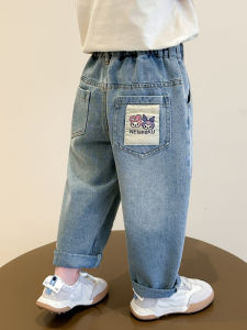 Cute Casual Straight Leg Denim Jeans for Girls Spring 2025 New Fashion Childrens Long Pants Versatile Stylish Kids Clothing