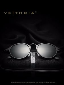 VEITHDIA Vintage Kính Mát Phân Cực UV400 Tròn Kính Chống Nắng Thời Trang Cho Nam Và Nữ Chống Phản Quang Gương Ống Kính Kính Mắt