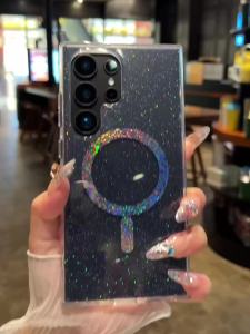 Luxury Glitter Transparent Magnetic Case For Samsung S26 FE S23 S24 S25 Plus S26 Ultra for Magsafe Anti-drop Bumper Phone Cover