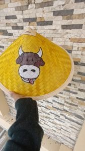 Topi caping petani anak anak motif sapi | topi karnaval anak aesthetic