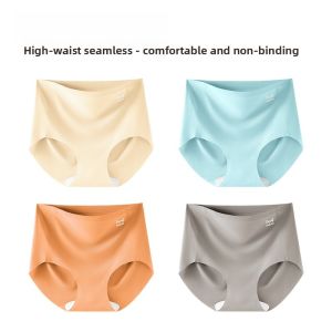 miiow | Ice Silk Womens Underwear High Waist Triangle Yoga Fitness Thin Summer Yoga Pants Cat Person Seamless Comfortable Breathable