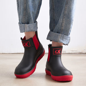 Fashionable Couple High Tube Rain Boots Winter Cotton Warm Ladies Waterproof Rubber Boots Men Outdoor Water