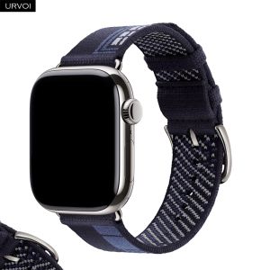 สายนาฬิกาข้อมือ URVOI Faubourg Party Single Tour Band สำหรับ Apple Watch Series 11 10 9 8 7 SE 3 สีน้ำเงินกลางคืน สายถักแบบ Jacquard ทนทานสำหรับ iWatch
