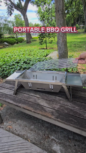 T2P BBQ Grill Portable Charcoal Foldable Grills Outdoor Cooking for Travel Camping Picnic Trips Stainless Steel Table Top