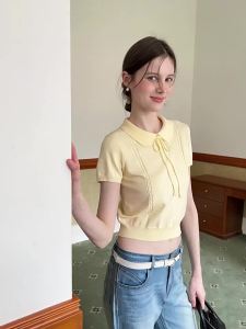 Cute Collar Sleeveless Slim-fit Cropped Sweater Female Summer