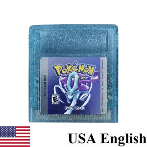 Takara Tomy | Multilingual Version  Pokémon Game Card Crystal Gold Blue Red Silver Yellow Save Boxed Game Cartridge for GBC