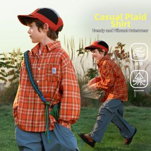 Ask Junior | New Trendy Boys Shirt Color-woven Check Long Sleeve Turn-down Collar