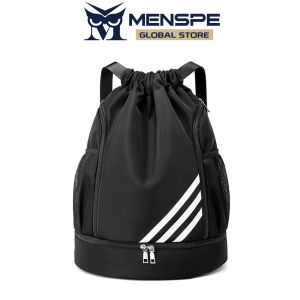 MENSPE Drawstring Backpack Bag Outdoor Waterproof Gym Backpack Sports Yoga Gym Swim Bag Nylon Fiber String Backpack for Kids Men Women With Shoe Compartment