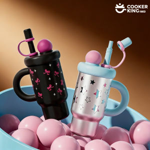 COOKER KING | COOKER KING 730ML 316/304 Stainless Steel+PP Straw Insulation Cup Large Capacity with Handle Water Bottles for Women Coffee Mug
