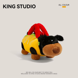 กระเป๋าถือรูปไส้กรอกทรงหมาชีสสุดน่ารัก สไตล์น่ารัก วัสดุขนสังเคราะห์ กระเป๋าสะพายไหล่แบบลำลองสำหรับฤดูใบไม้ร่วงและฤดูหนาว