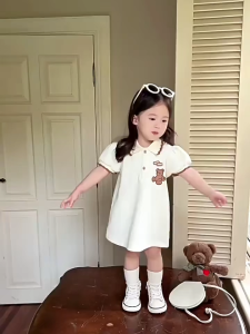 PRINCESS KESLI Girl Dress Bear Polo Dresses Baju Anak Perempuan Dress For Kids Girl