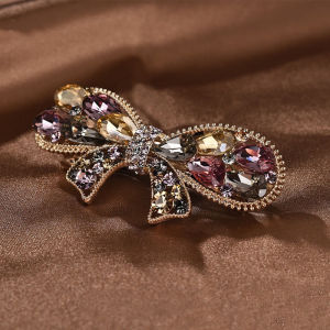 Thanh Lịch Hàn Quốc Nút Bướm Pha Lê Lò Xo Kẹp Chất Lượng Không Khí Kẹp Tóc Cổ Nữ Nửa Buộc Tóc Thẻ