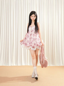 Váy Ngắn Không Tay Họa Tiết Hoa Phong Cách Nhật Bản Váy Ren Váy Ngắn Váy Nữ Mùa Hè Váy Chữ A Váy Cổ Chữ V Váy Thường Ngày