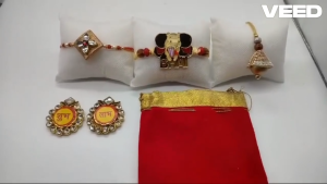 Designer Rakhi Gift Set for Brother with Bhai Rakhi Shubh Labh Charan Stickers & Decorative Rakhi | Raksha Bandhan Gift Hamper | Festive Combo Pack