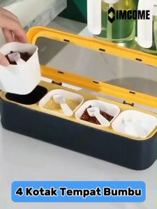 IMCOME Rak Bumbu Dapur Kotak Tempat Penyimpanan Bumbu Dapur Set Wadah Bumbu Minimalis Serbaguna 4 Kotak Tipe C