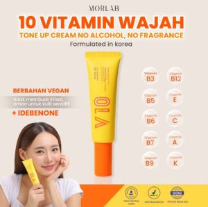 MORLAB V10 VITAMIN TONE UP CREAM IDEBENONE MENCERAHKAN WAJAH BPOM ORIGINAL