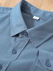 Blue Pure Cotton Womens Shirt Loose Fit Long Sleeve Commute Style Korean Version Spring Autumn Slimming Trendy Outerwear