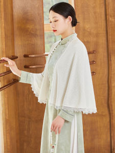 Chinese Style Knitted Light Weight Womens Cardigan Autumn New Arrival White Shoulder Shawl Sun Protection Top Outerwear