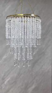 Acrylic Crystal Chandelier Lamp Shade Sparkling Beaded Pendant Ceiling Light Cover for Bedroom Home Decor Wedding