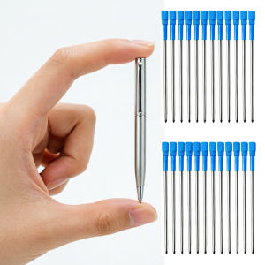 Portable Mini Pocket Metal Twist Ball Pen with 20Pcs Blue or Black Ink Replacement Refills School Home Daily Writing Stationery