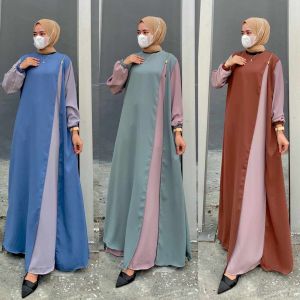 Gamis Sutera Armani Polos Panjang Kombinasi Baju Lebaran Maksi Dress Pesta Mèwah Wanita Kaftan Big Size Abaya Turkey Pesta Kondangan Hajatan Pengantin By Mulia17