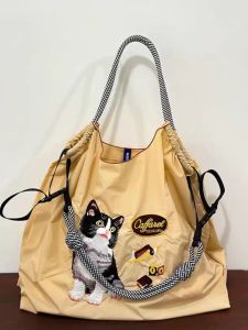 New 2025 Nylon Embroidered Travel Bag Womens Crossbody Handbag Eco-friendly Shopping Bag Ball Chain Stitching Commuter Bag