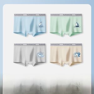 MiiOW | Pure Cotton Childrens Underwear Breathable Boxer Shorts Boys Developmental Period Antibacterial Flat Angle Pants No PP Trapping