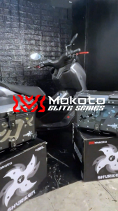 MOKOTO ELITE SERIES 45L SHURIKEN DESIGN ALLOY TOP BOX DOUBLE LOCK SILVER / BLACK HEAVY DUTY REAR TAIL BOX FOR MOTORCYCLE