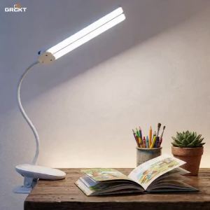 Đèn Bàn Kẹp Linh Hoạt Có Thể Sạc Lại Bằng Đèn LED Đèn Bàn Hai Đầu Có Đèn Ngủ Có Thể Điều Chỉnh Độ Sáng Để Bảo Vệ Mắt Cho Trẻ Em Đọc Sách Và Học Tập
