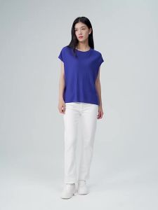 HENGYUANXIANG | Short Sleeve Silk and Cashmere Blend Loose Solid Color Womens Knit Top