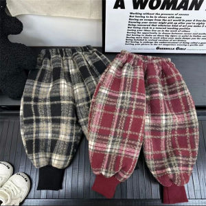 Thickened Fleece Lined Sporty Straight Leg Trousers for Boys And Girls Korean Style Cool Versatile Autumn Winter Warm Pants