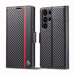 Suitable for Samsung S26 Ultra phone artificial leather case S25 Ultra carbon fiber shell and S24 Ultra wallet phone cover