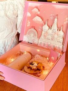Creative Gift Box Exquisite Hand Gift Box Ins Style Packing Box 3D Pink Castle Flip Three-Dimensional Box Surprise Box