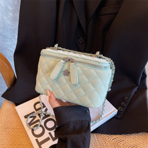 Velvet Chain Link Crossbody Bag Womens Fashionable Autumn Winter New Style Diamond Pattern Single Shoulder Satchel Handbag