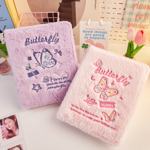 Butterfly plush card book embroidery high appearance level 4 grid loose-leaf album Girl love bean 3 inch small card star storage